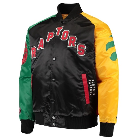 Men's Starter x Ty Mopkins Black/Red Toronto Raptors Satin Full-Snap Jacket, XXL - Picture 2 of 5